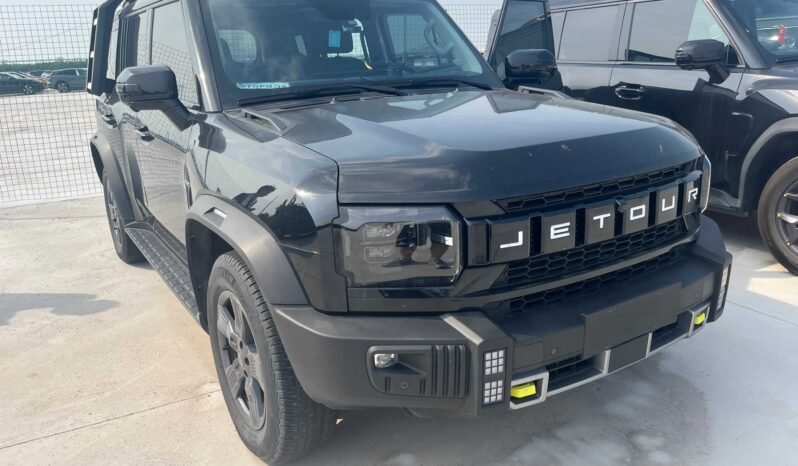 Black Jetour T2 off-road SUV front three-quarter exterior view