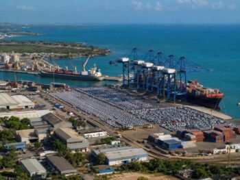 Chinese SUVs being unloaded at Mombasa Port Kenya for import by local car dealers