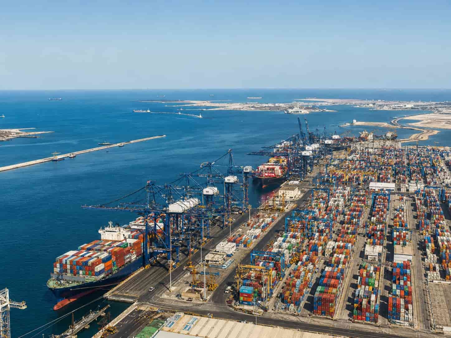 Container ships at Jeddah Islamic Port Saudi Arabia vehicle import terminal for dealers importing cars from China
