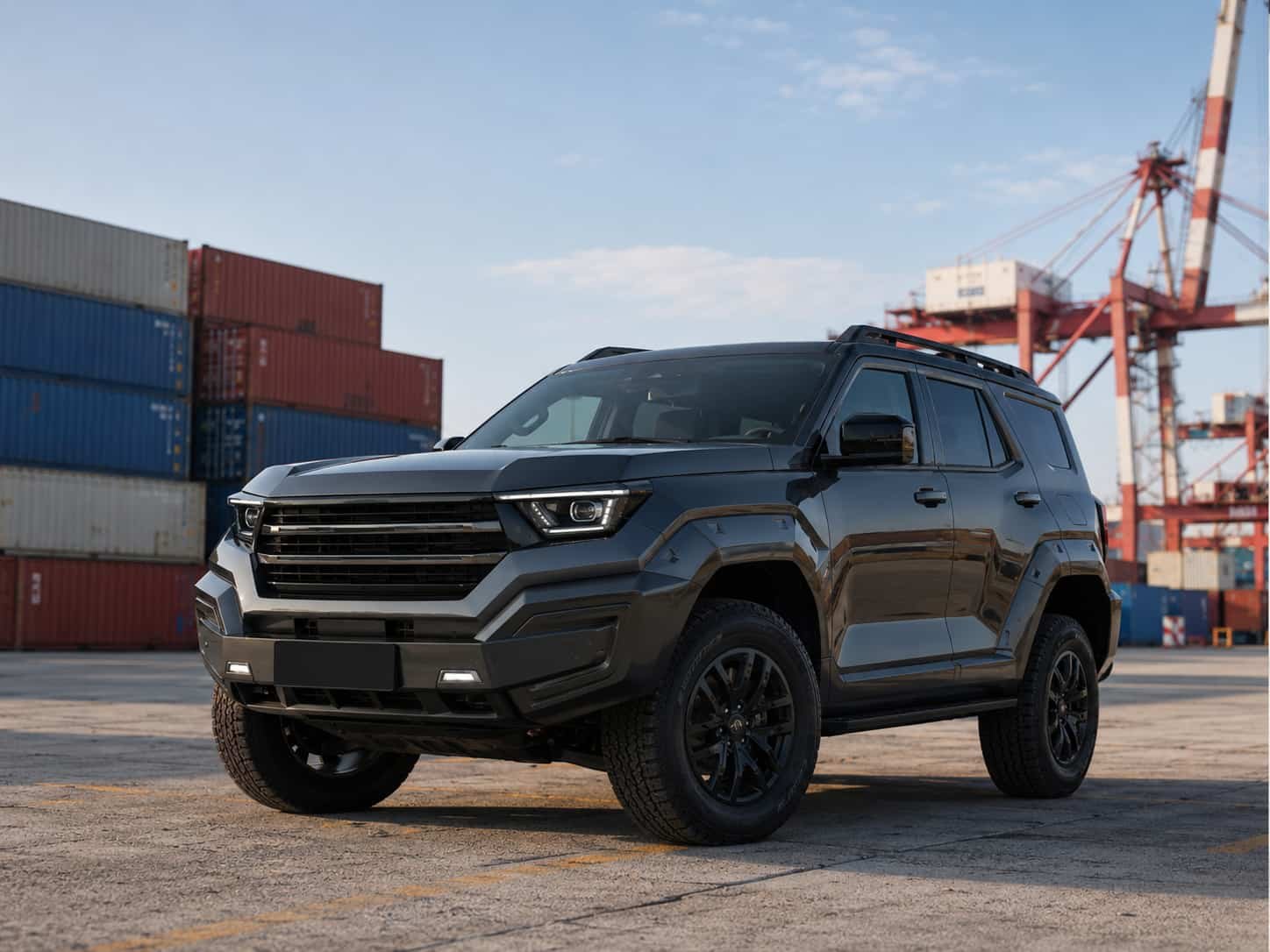 Tank 400 full-size luxury off-road SUV parked at a Guangzhou export yard ready for container loading to Middle East dealers
