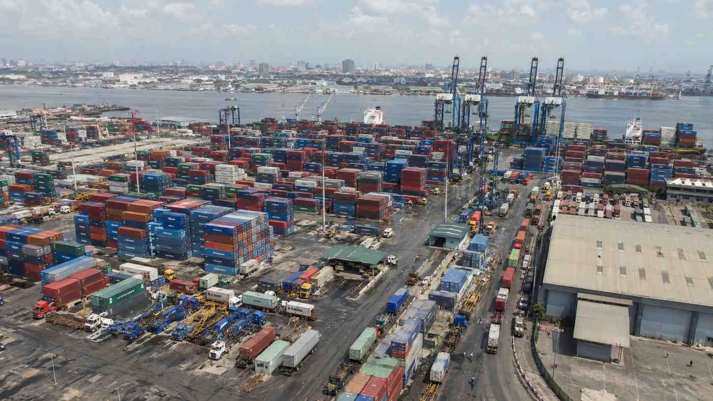 Container yard at Apapa Port Lagos Nigeria where vehicles imported from China are cleared through Nigerian Customs NCS