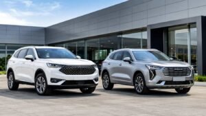 Haval H6 and Haval Jolion SUVs parked together representing the GWM Haval export lineup for African and Middle East dealers