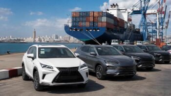 Chinese SUVs including Changan and BYD models at Casablanca port Morocco ready for import by local dealers