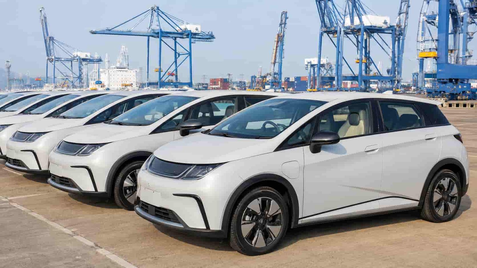 BYD Dolphin right-hand drive EVs staged at Nansha Port awaiting export to Kenya and South Africa with limited RHD supply available