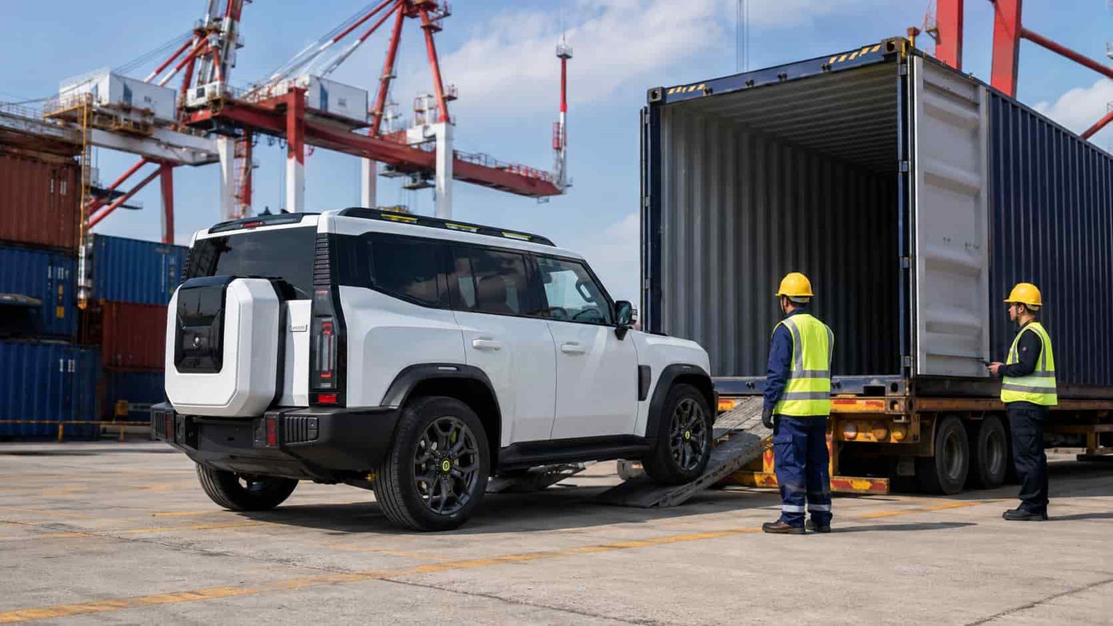 Jetour Shanhai units available in ready stock being prepared for container loading at Nansha Port Guangzhou